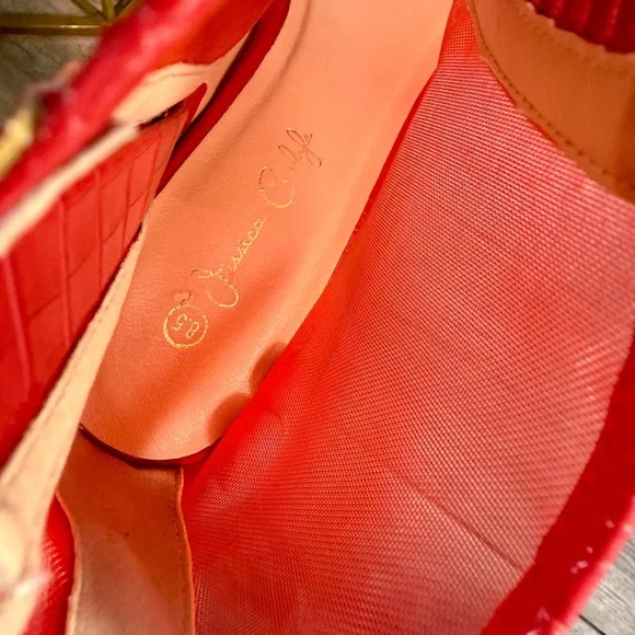 Jessica Carlyle Vibrant Red Mesh Heels - Picture 9 of 12